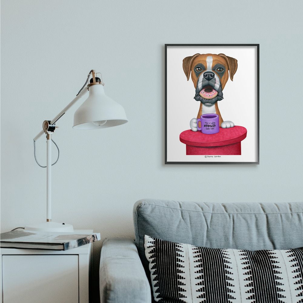 Stupell Industries Spoiled Boxer Dog with Quote Funny Pet Humor Designed by Danny Gordan