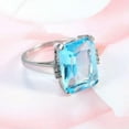 thumbnail image 3 of Aquamarine Blue 925 Silver White CZ Band Women's Wedding Jewelry Ring Size 6-10, 3 of 9