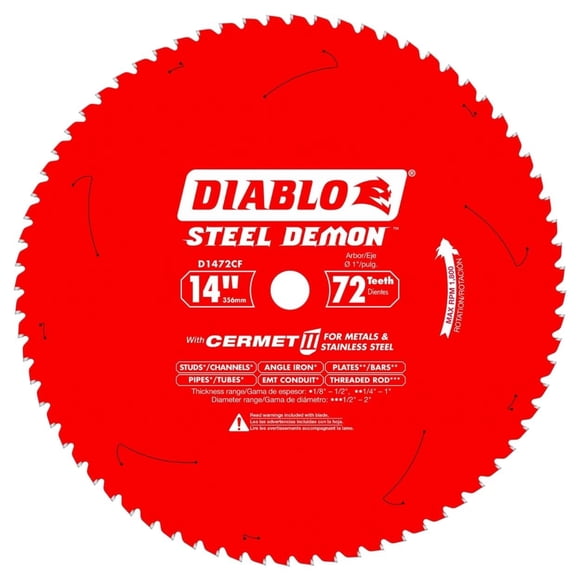 Hoja de sierra Diablo Steel Demon Cermet II, 14 pulgadas, 72 dientes