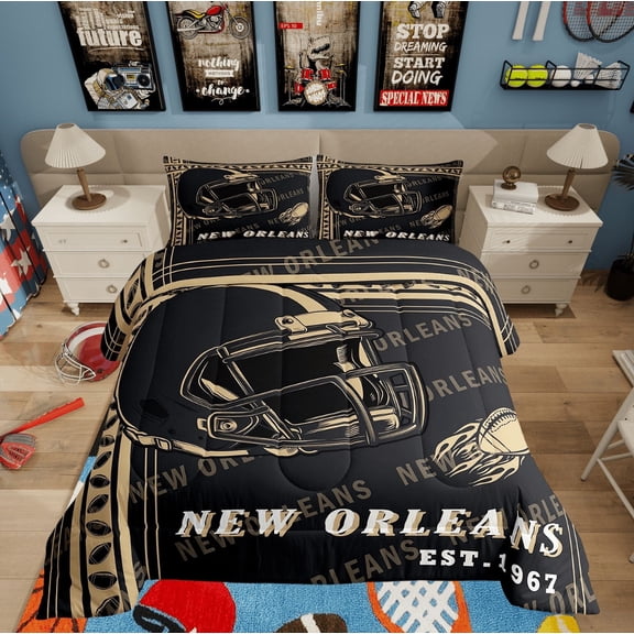 Erosebridal Vintage Soccer Bedding Sets Twin with Comforter, Teens Football Duvet Insert, Rugby Game Decor, Super Cozy 2 Pieces