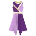 thumbnail image 5 of ranrann Womens Color Block Liturgical Dance Dress Sleeveless Asymmetrical Hem Dresses Dancewear Purple&Light Purple XXL, 5 of 7