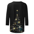 thumbnail image 4 of yoeyez Christmas 3/4 Sleeve Shirts for Women Christmas Snowman Print Top Cute Santa Print T-Shirt Round Neck Holiday Tunic Tops Women Sweaters, 4 of 5