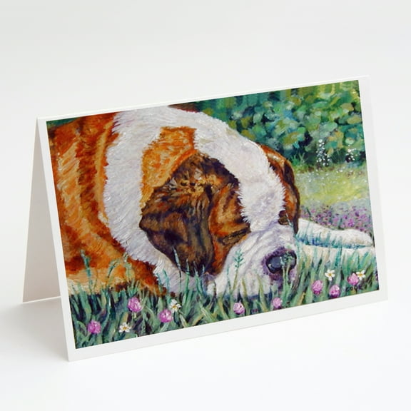 Saint Bernard Naptime Greeting Cards and Envelopes Pack of 8