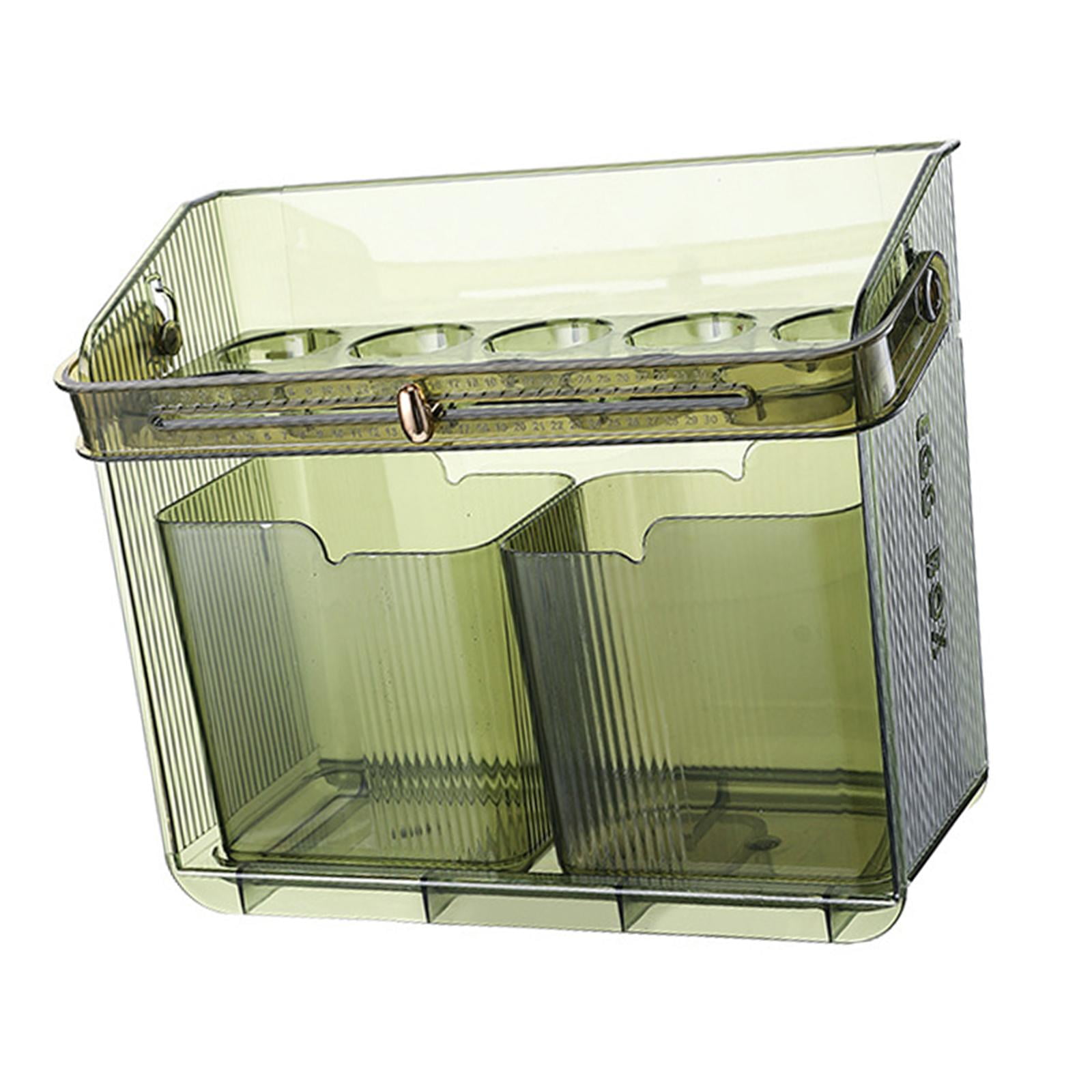 Egg Holder for Refrigerator Egg Container with Handle Also Spice Jars Rack Multifunctional Kitchen Egg Organizer for Countertop Cabinet green