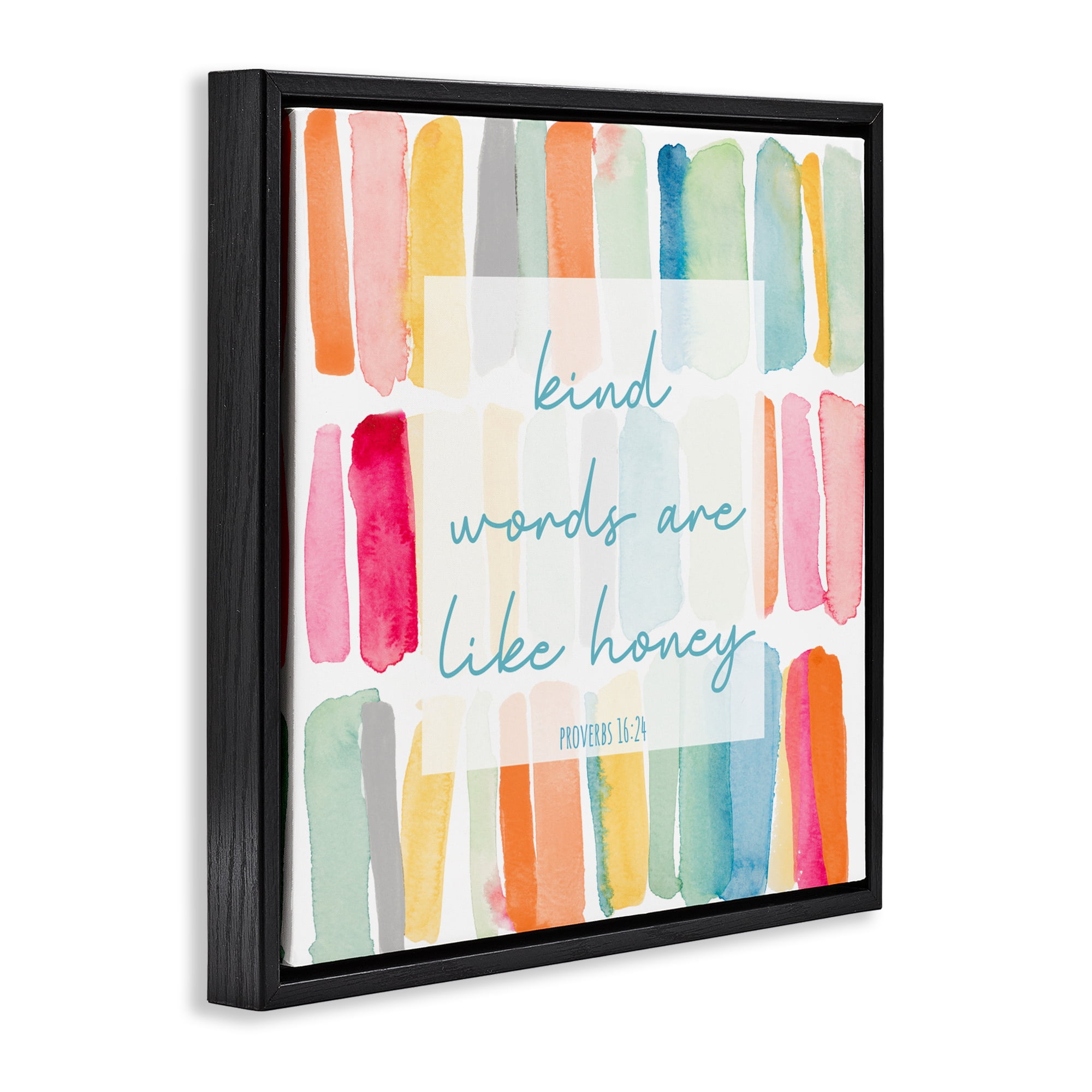 Stupell Industries Kind Words Are Like Honey Black Framed Floater Canvas Wall Art, design by Lanie Loreth