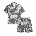 thumbnail image 5 of Dwelliawo Men's 2 Piece Casual Camouflage Outfit, Short Sleeve Button Down Shirt and Drawstring Shorts Breathable Summer Outfits for Outdoor Activities and Leisure Light Gray XL, 5 of 5