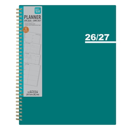 Pen+Gear Monthly Weekly Planner, 8.5" x 11", Teal 15-Month (April 2026 - June 2027)