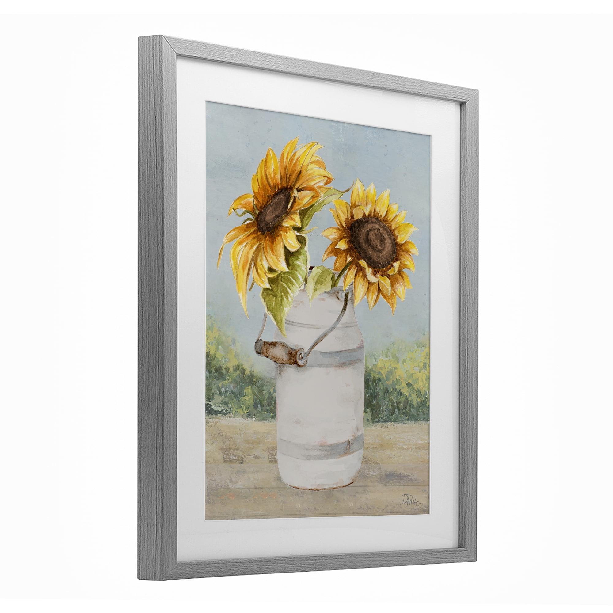 Stupell Industries Sunflower Pitcher in Country Gray Framed Print Under Glass, design by Patricia Pinto