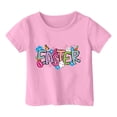 thumbnail image 2 of HAOTAGS Toddler Girls Easter Letter Print Tshirts Casual Short Sleeve Tees Summer Outfits Pink Size 11 Years, 2 of 4