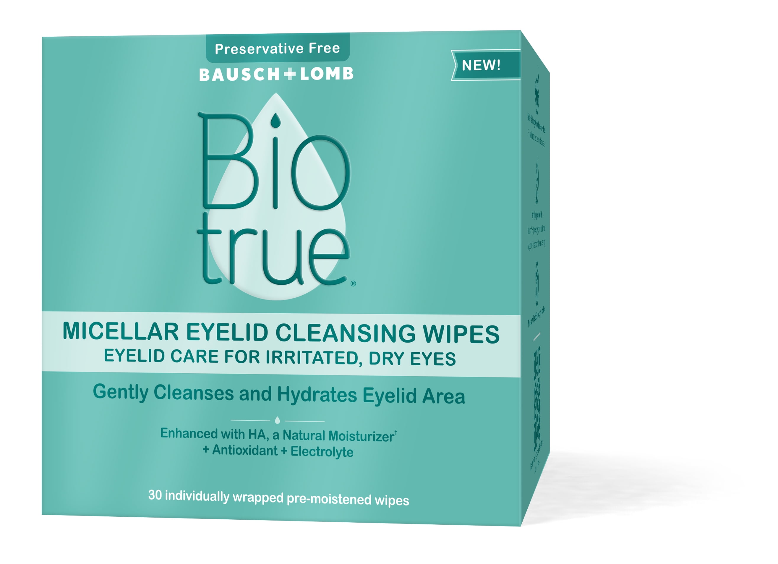 Biotrue Micellar Eyelid Cleansing Wipes, Eyelid Care for Irritated and