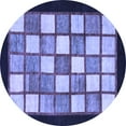 thumbnail image 1 of Ahgly Company Indoor Round Checkered Blue Modern Area Rugs, 3' Round, 1 of 4