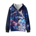 thumbnail image 3 of KUIFORTI Wolf Blue Girls Crewneck Sweatshirt Fleece-Lined Hooded Zip Up Sweatshirts with Pockets Skin-Friendly Thick Casual Long Sleeve Jacket 14-16 for Spring, Fall and Winter, 3 of 6