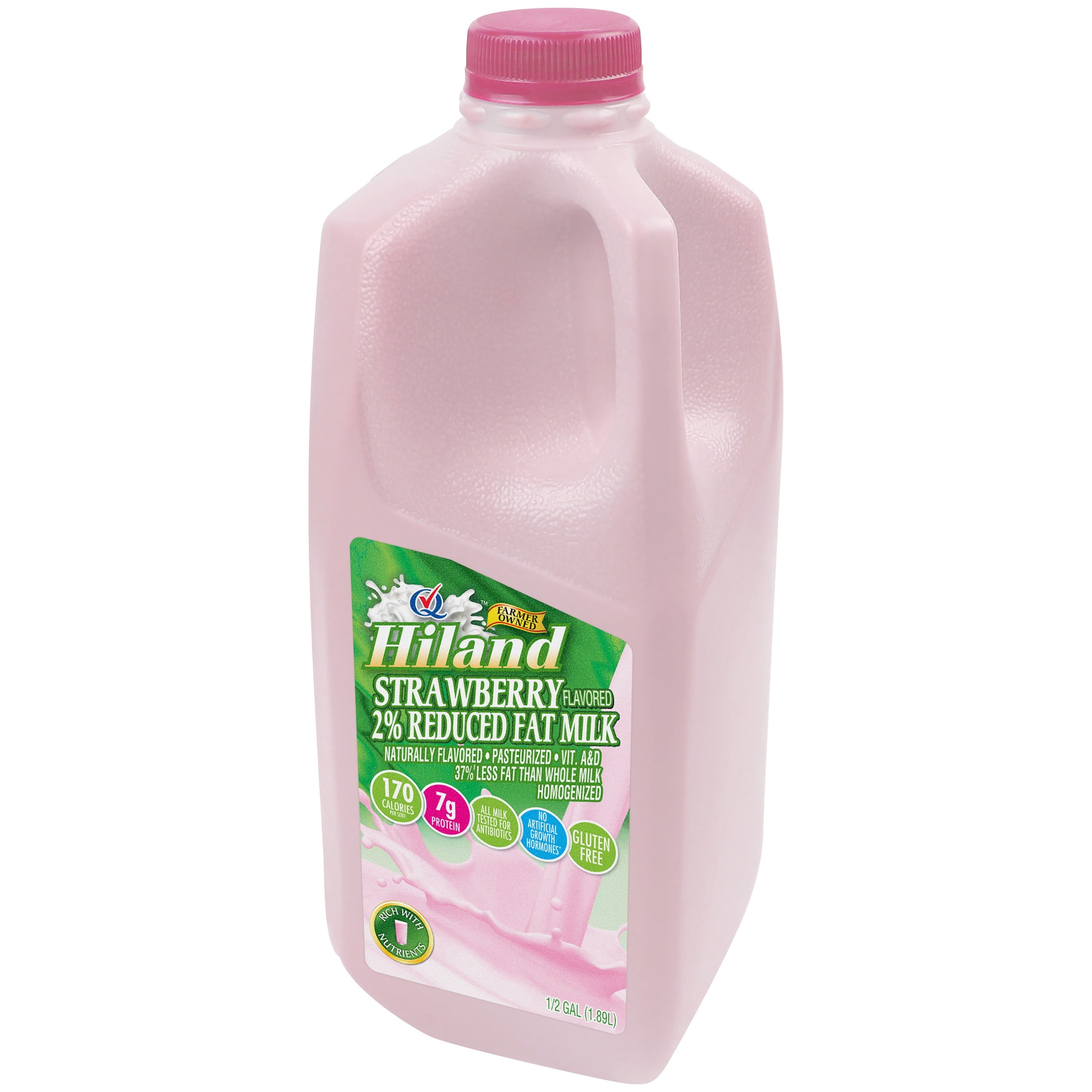 Hiland 2% Reduced Fat Strawberry Milk, Half Gallon, 64 fl oz