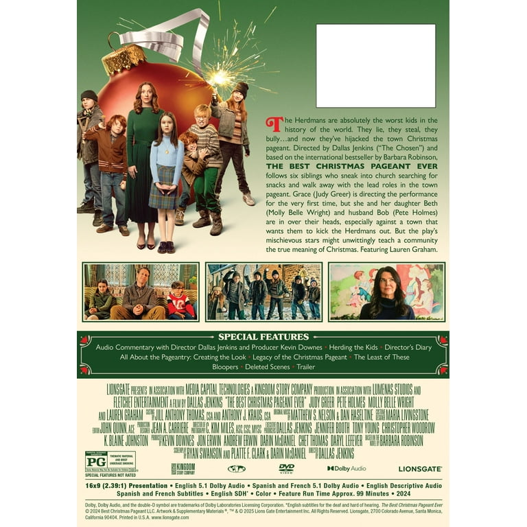 The Best Christmas Pageant Ever (DVD) Lionsgate, Family, Faith