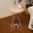 thumbnail image 4 of Outdoor Side Table,14" Round Ceramic Tile Tabletop Accent Table with Metal Frame, Indoor Decorative Plant Stand & End Table for Home,Patio,Garden, 4 of 8