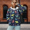 thumbnail image 4 of Garronmavis Colorful Dinosaurs Women's Long Sleeve Sweatshirts Size M Comfortable Women's Zip Up Sweatshirts Casual Versatile Hoodies for Women Oversized Sweatshirt, 4 of 7