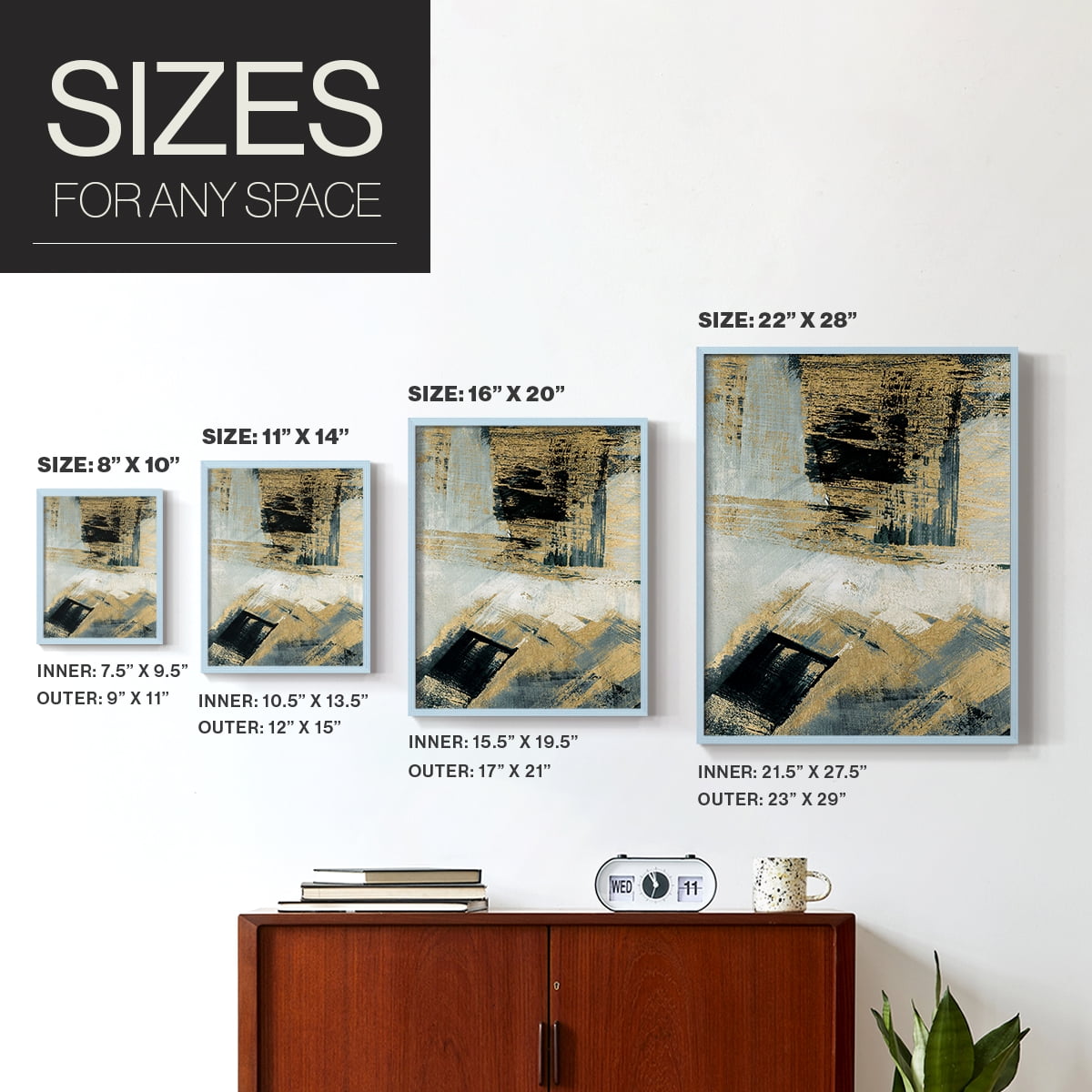 Southern Flow in Blue Solid Wood 8 x 10 Framed Print