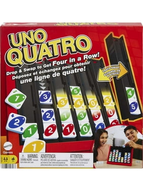 UNO Quatro Game, Adult, Family & Game Night with Colored Tiles & Plastic Game Grid, 2 to 4 Players