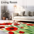 thumbnail image 2 of ODIKA 3'x5' Machine Washable Non-Slip Area Rug, Elegant Floral Meadow Poppy Bloom High Traffic Rug, Red, 677634, 2 of 7