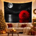thumbnail image 3 of Red Dahlia on Dark Moonlit Lake, Dramatic Gothic Illustration, Halloween Gift for Flower Lovers, Moonlit Wall Art, Tapestry Wall Hanging for Bedroom and Living Room, 3 of 6
