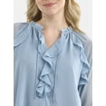 thumbnail image 4 of Time and Tru Women's Ruffle Blouse with Long Sleeves, Sizes XS-XXXL, 4 of 6