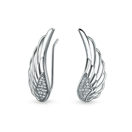 Guardian Angel Feather Wing Sterling Silver Ear Pin Earrings Guardian Angel Feather Wing Sterling Silver Ear Pin Earrings