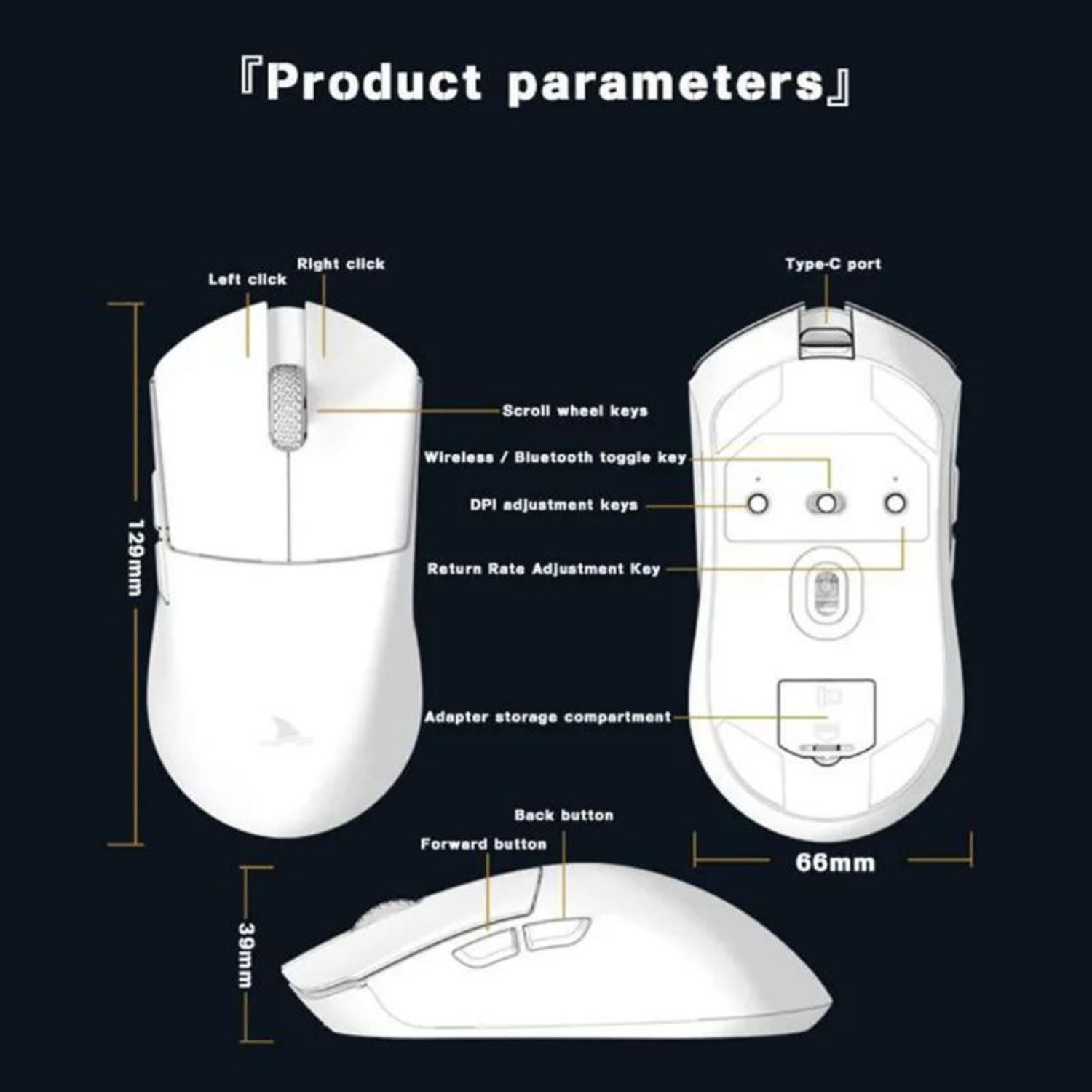 Motospeed Darmoshark M3 Bluetooth Wireless Gaming Esports Mouse 26000DPI 7 Buttons Optical PAM3395 Computer Mouse For PC Laptop