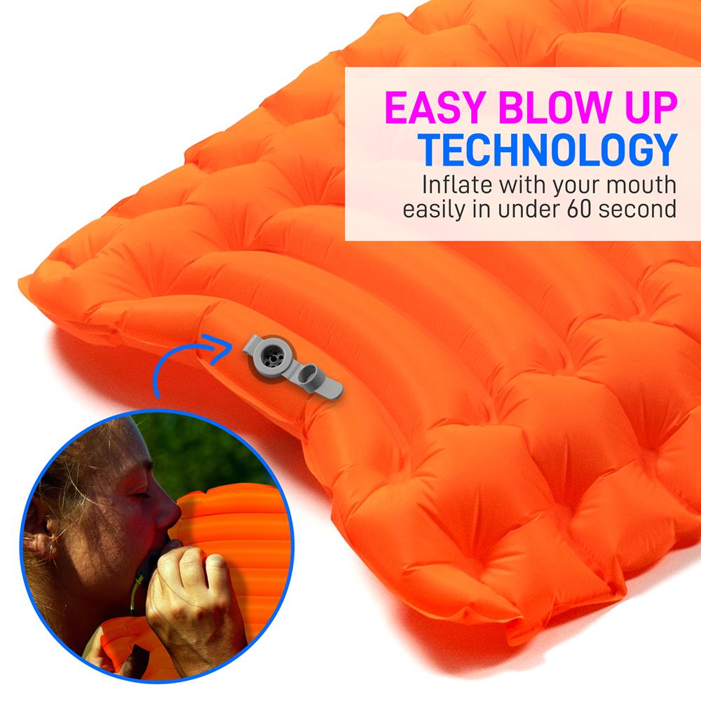 Serenelife Backpacking Self Inflating Waterproof Sleep Pad Inflatable Camping Sleeping (ORANGE) - image 4 of 8