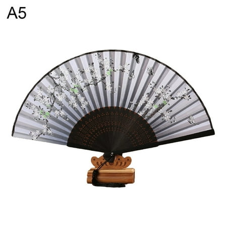 

ManMan Vintage Bamboo Cherry Blossom Print Folding Handheld Summer Girls Dancing Fan