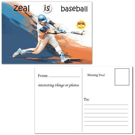50pcs Sport Postcard 4x6 inch Baseball Note Card for Students Families Friends