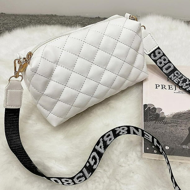 Crossbody sling bag for women rhombus grid adjustable wide shoulder strap pu fanny pack for daily