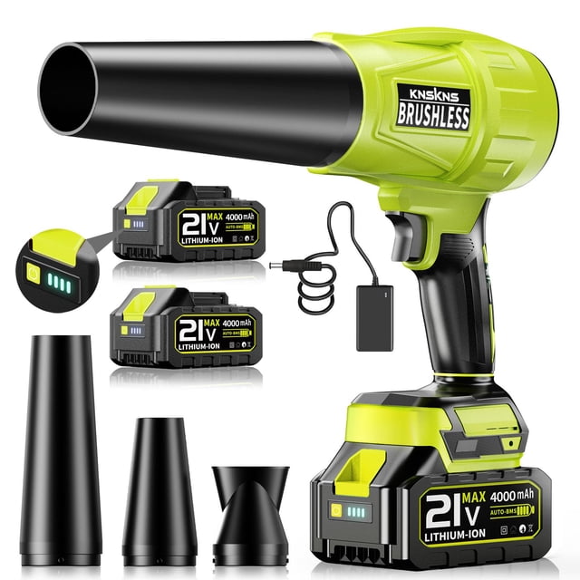 Soplador de hojas eléctrico KNSKNS inalámbrico 580000 RPM con 2 baterías de 4.0 Ah