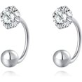 thumbnail image 6 of Sterling Silver CZ Half Hoop Earrings for Women Teens CZ Open Hoop Earrings Huggie Cartilage Helix Piercing Ball Screw Backs, 6 of 10