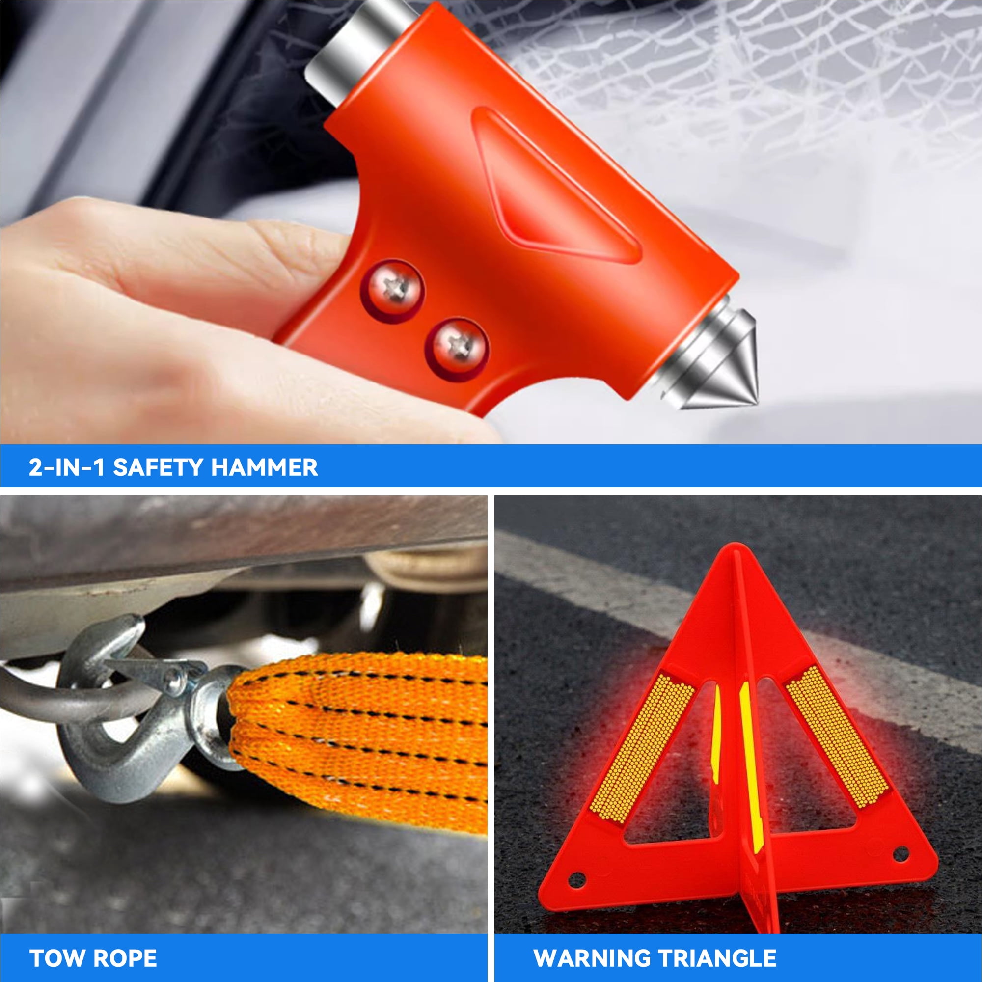 Car Emergency Kit – Roadside Emergency Kit with Jumper Cables & Safety Tools