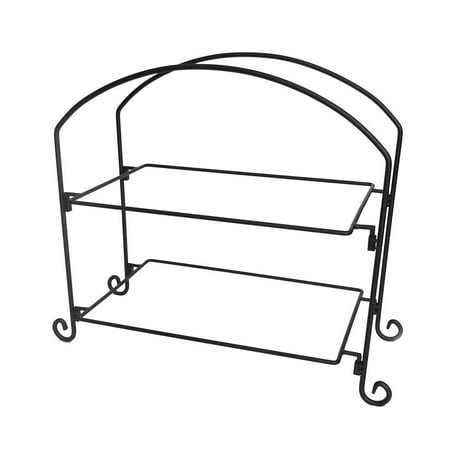 American Metalcraft Rectangular Basket - American Metalcraft IS12 Ironworks Blk 2-Tier Iron Rectangular Stand
