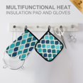 thumbnail image 4 of Yayeee Oven Mitts and Pot Holder Set of 2 Heat Resistant Kitchen Gloves Baking Hot Pad, Blue Geometric Pattern, 4 of 5