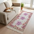 thumbnail image 2 of Kitchen Runner Rugs, Mother's Day Colorful Flower 2'x6' Throw Rug with Tassels, Blossom Floral Wood Board Washable Soft Floor Carpet Runner for Hallway Bedroom Bathroom Laundry Room, 2 of 9
