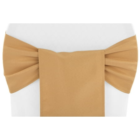 

50 Pieces Polyester Chair Sash/Tie Approx. 7 W x 104 L Material: Polyester Weight: 125 grsm (grams per square meter) - Gold