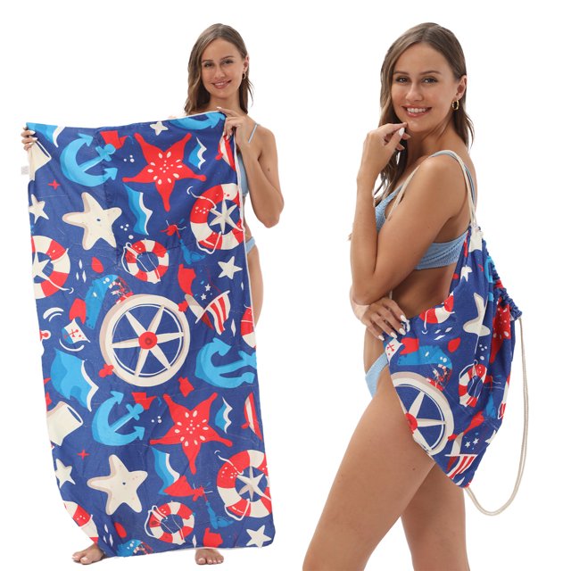 Foldable Beach Towel Printed Bath Towel All-in-one Beach Towel All-in-one Bag For Storage