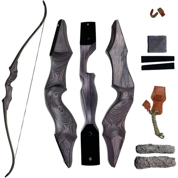 58" Takedown Recurve Bow Bamboo Limbs Archery Right or Left Handed Riser Bow for Hunting Target Shooting 25-65Lbs