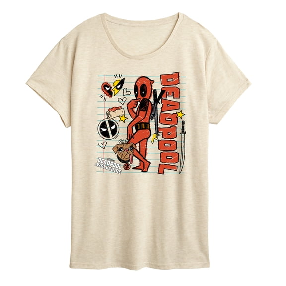 Marvel Deadpool & Wolverine - Notebook Doodles - Women's Short Sleeve Graphic T-Shirt