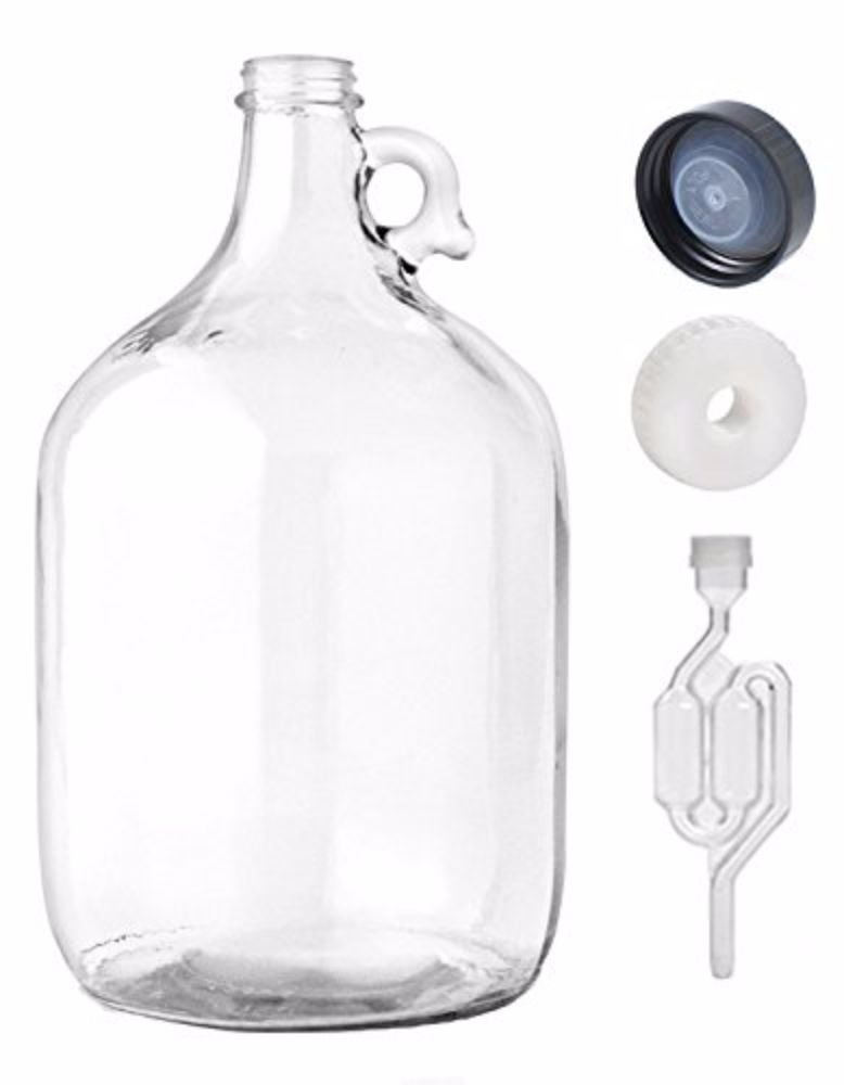 Home Brew Ohio One gal Wide Mouth Jar with Lid and Twin Bubble Airlock 