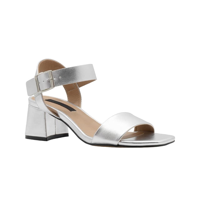 Zapatilla Tacon Ancho Para Mujer Salamandra® Plateado Correa plateado 23