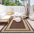 thumbnail image 4 of Reversible Waterproof Outdoor Patio Rug,Lightweight Plastic Straw Mat ,Modern Bordered Design, Large Area Carpet,for Patio, RV, Porch,Brown,10x14FT, 4 of 8