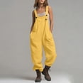 thumbnail image 3 of MLCDZ Women Dressy Jumpsuits Cotton Linen Square Neck Sleeveless Overalls Adjustable Strap Bib Overalls Baggy Summer Romper with Pockets, 3 of 7