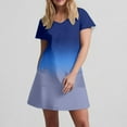 thumbnail image 6 of GaThRRgYP Summer Dresses for Juniors,Women's Fashion Summer Gradient Short-sleeved V-neck Casual Dress Dark Blue M, 6 of 8
