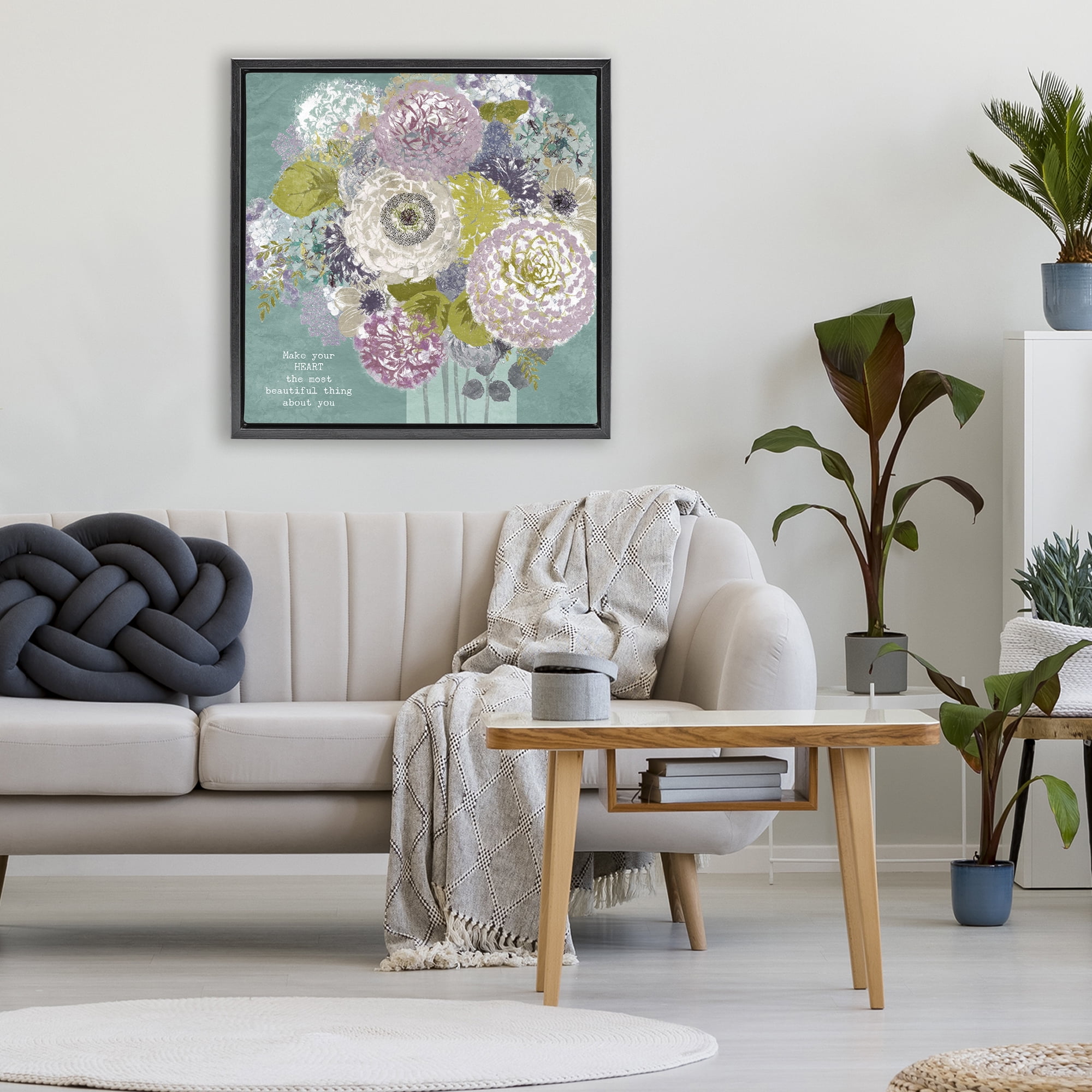 Stupell Industries Most Beautiful Thing Florals Black Framed Floater Canvas Wall Art, design by Suzanne Nicoll