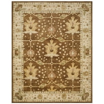 SAFAVIEH Antiquity Derbhile Traditional Bordered Wool Area Rug, Brown/Beige, 7'6" x 9'6"