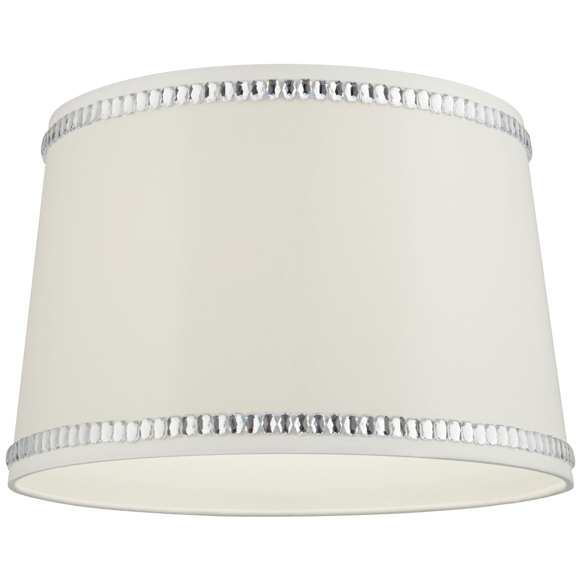 Springcrest White Medium Drum Lamp Shade with Crystal Trim 13" Top x 15" Bottom x 10" High x 10" Slant (Spider) Replacement