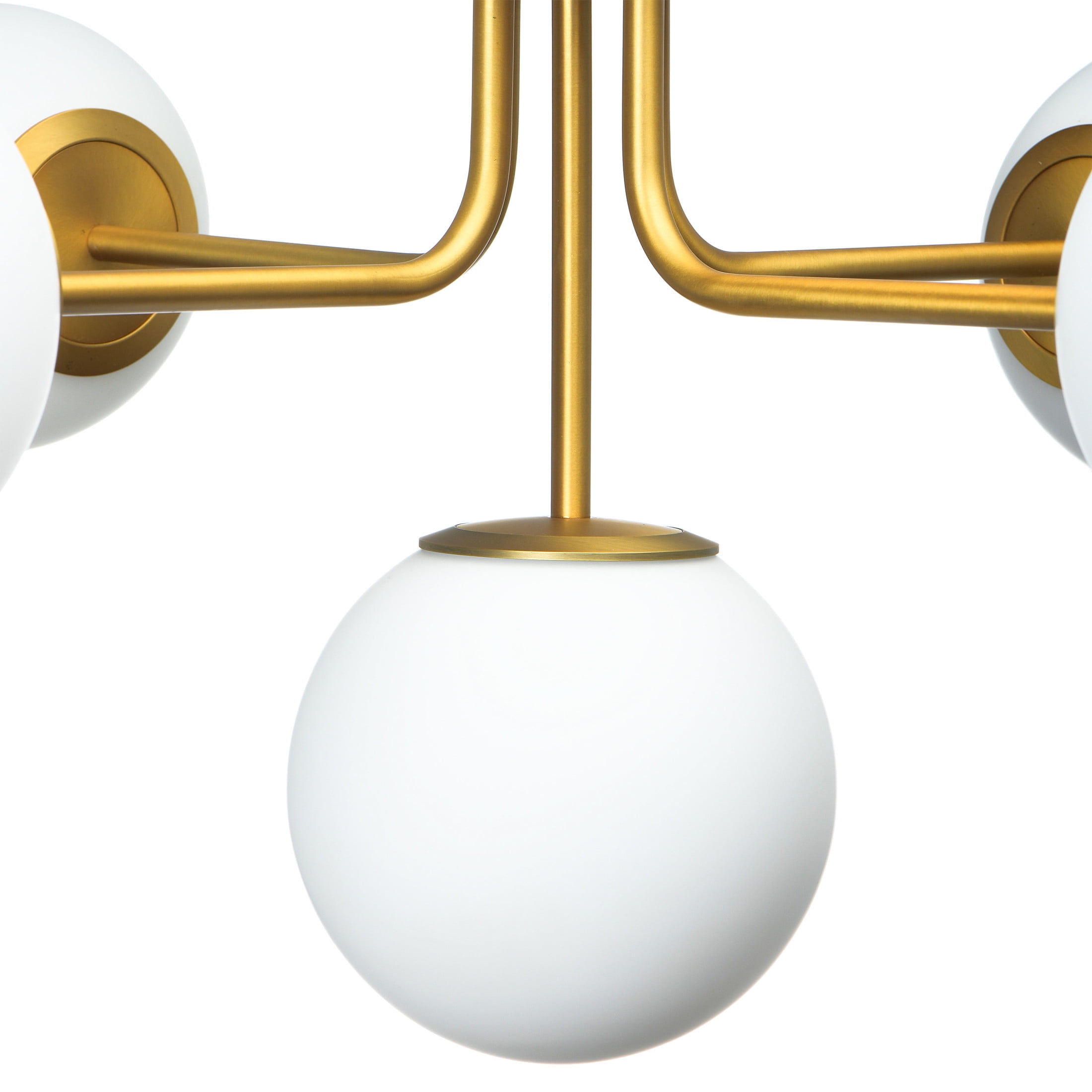 Creative Co-Op Sputnik Flush Mount Opal Glass Ceiling Light, Brushed Gold